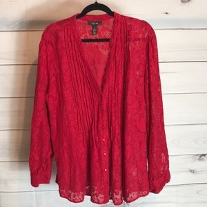 Style & Co. Red lace top XL